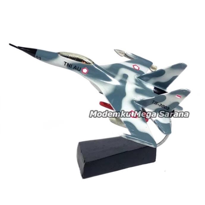 {{{{}}] Diecast Miniatur Pesawat Tempur TNI Sukhoi SU-30 TS 3003 19x13x12cm