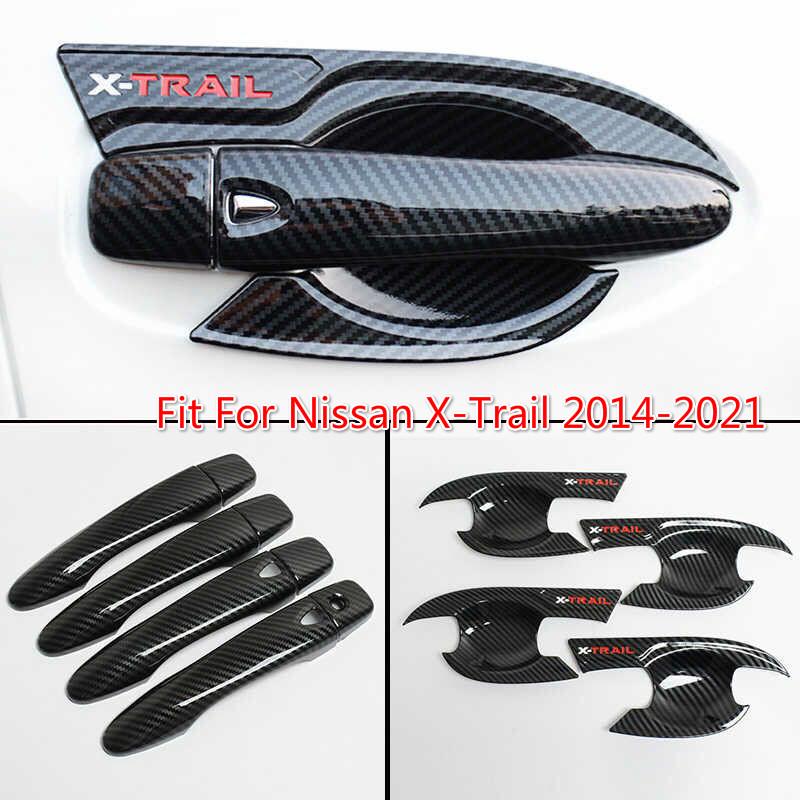1 Set Stiker Handle Pintu Mobil Bahan Carbon Fiber Untuk Nissan X-Trail T32 2014-2021