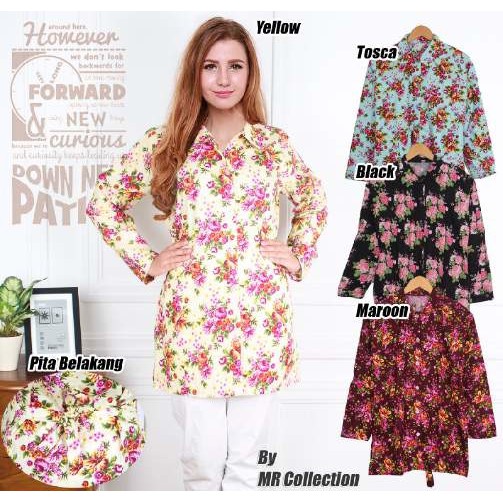 BAJU BLOUSE  ATASAN ANITA LENGAN PANJANG MOTIF BUNGA  KATUN JEPANG