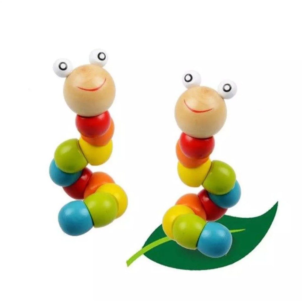 Mainan Ulat Kayu - Worm Colorful Wooden Toy