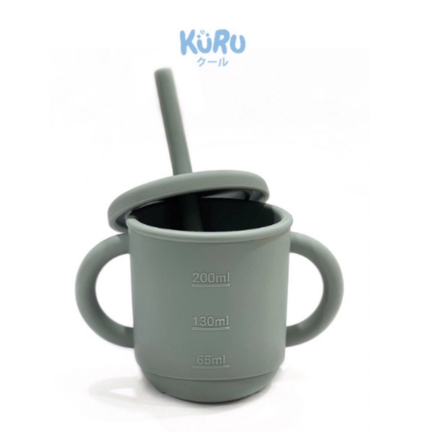 Kuru Baby Silicone Sippy Cup Set | Gelas Silikon Bayi + Straw