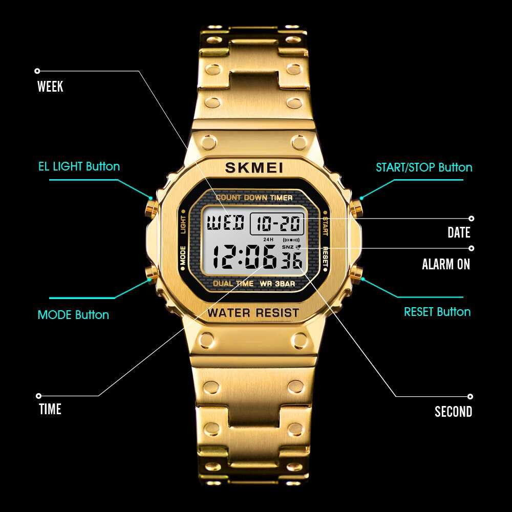 Jam Tangan Wanita Digital Original SKMEI DG1433 Silver-4