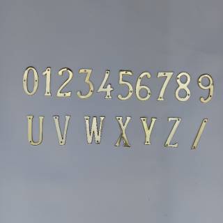 Nomor Rumah Huruf perumahan angka bahan kuningan tinggi 10 cm 1234567890UVWXYZ / Garis Miring garing