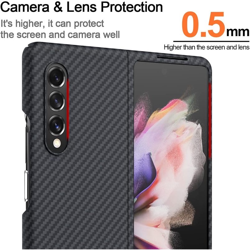 Casing Full Body Bahan Serat Karbon Shockproof Ultra Tipis Untuk Samsung Galaxy Z Fold 3