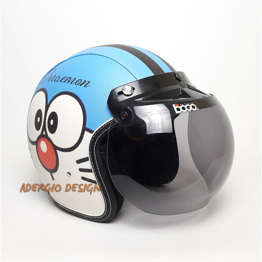 HELM BOGO Karakter Doraemon Lonceng Full Kulit Retro Klasik