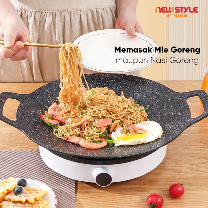 GRILLPLATE 34CM  Panggangan Multi Grill Pan / Wajan Panggang Keramik Panggang Daging Alat Pemanggang Panci BBQ Non-stick