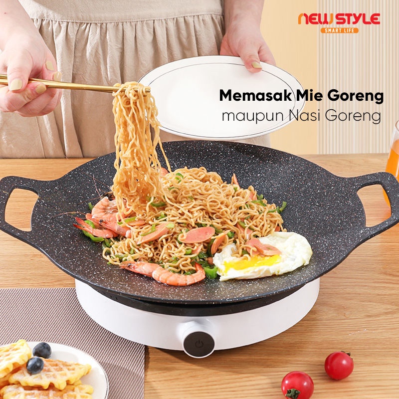 GRILLPLATE OMICKO 30 CM Newstyle Grill Pan Korean Y33 Alat Panggang Daging Alat Pemanggang Panci BBQ Non-stick