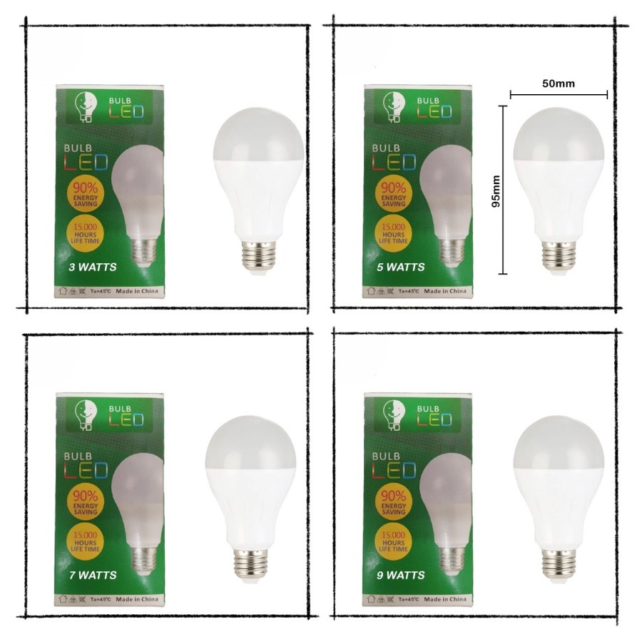 Lampu LED Bulb 5500K Bohlam Lampu Putih Terang 3Watt / 5Watt / 7watt 9