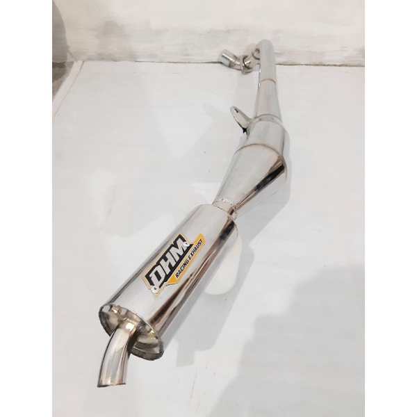 Knalpot Suzuki Tornado Bravo Rc 100 Rc 80 Model Ahm Garing Kemrincing ful crome DHM Racing Exhaust