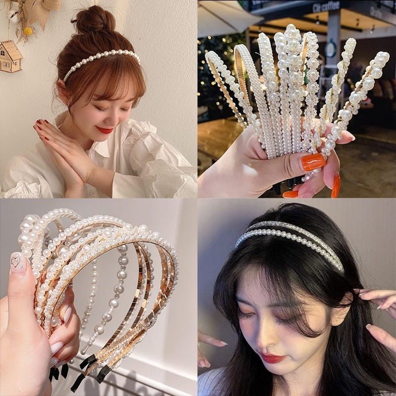 Bando Mutiara Korea Headband Wanita Aksesoris Rambut Pearl