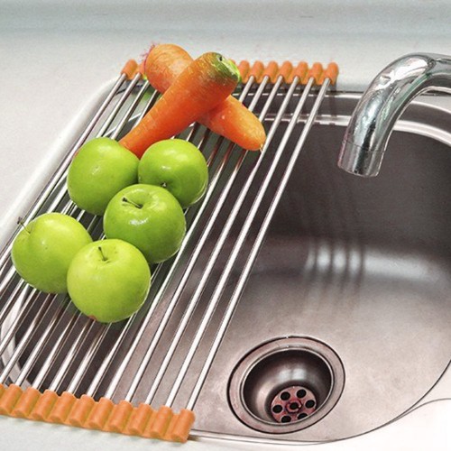 Tirisan Sayur - Tirisan Buah Sayur Stainless Sink Drying Rack Tirisan Pengering Dapur  Multifungsi