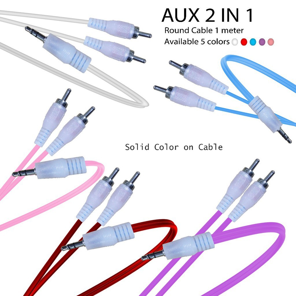 Kabel AUX SOLID 2 Line 100cm Auxiliary Cable 3.5mm Male to Male Headphone Jack NON PACK