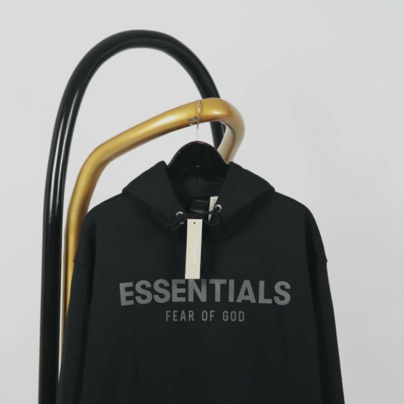 SWEATER HOODIE ESSENTIALS FOG HITAM AUTHENTIC FULLTAG &amp; LEBEL