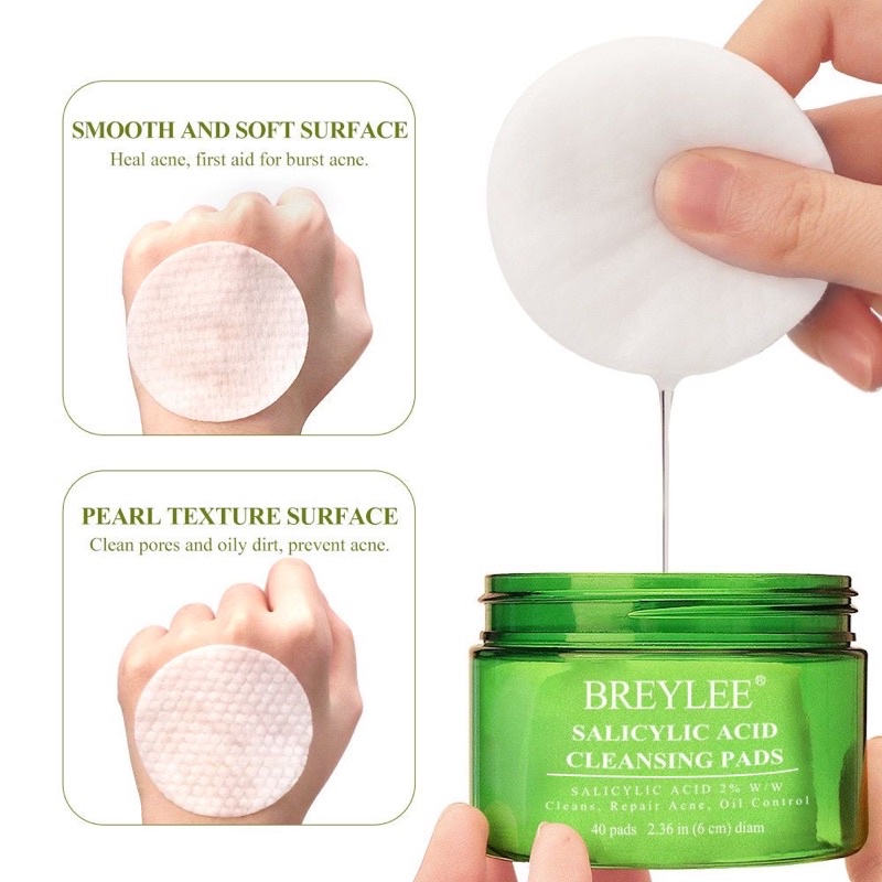 Breylee Tea Tree Salicylic Acid Cleaning Pads 40s exfoliating eksfoliasi viral skincare