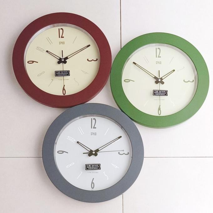 Jam Dinding STYLO Sweep Warna Natural 33 cm - 3252T-6 tersedia stok