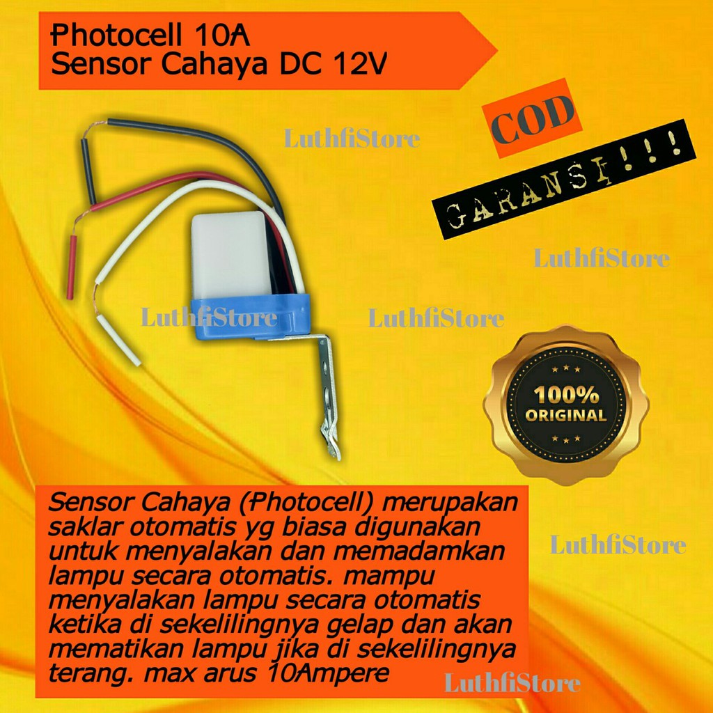 Sensor Cahaya Photo Foto Cell 10A DC 12V Photocell 10A Saklar Otomatis