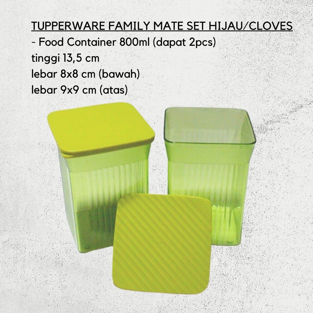Tupperware Wadah Kristal / Toples Makanan Set 2pcs Warna Hijau Cloves