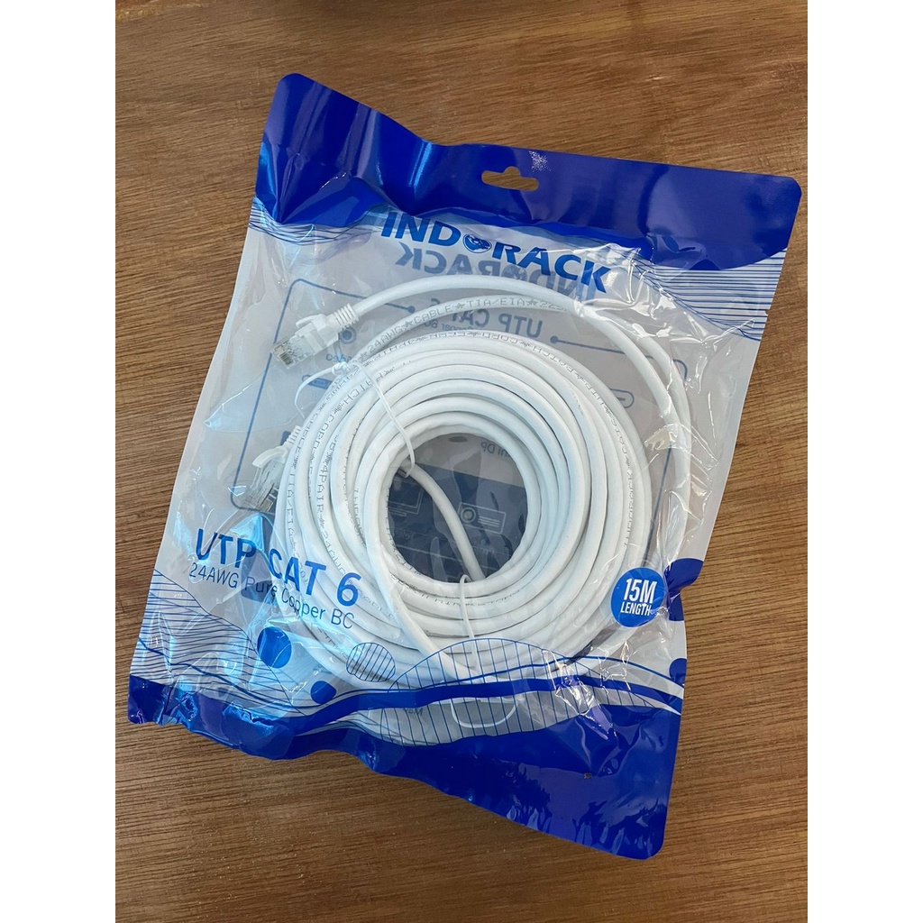 Patch Cord CAT6, 24AWG, 15 Meter Blue / White / Yellow - INDORACK 15 Meter