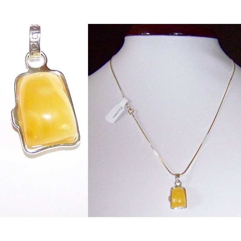 Natural Baltic Amber Pendant Sterling Silver 925 JAR106