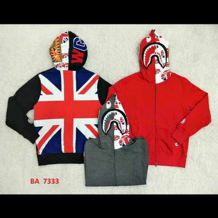 Jaket Hoodie Bape/Sweater Bape Wgm England Flags Mirror Quality 1 : 1