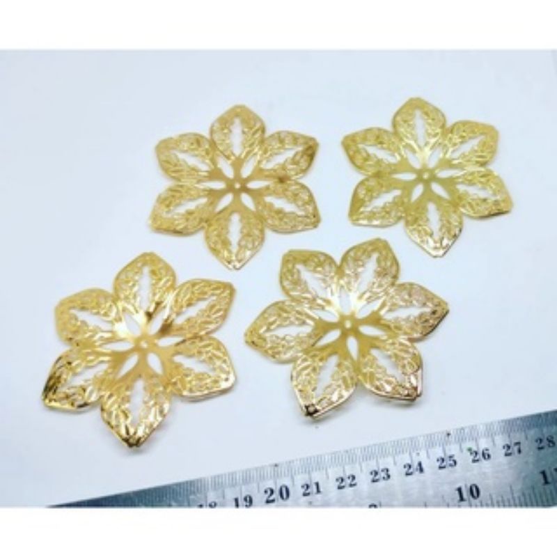 12pcs Lempengan Variasi Bunga Besar Emas