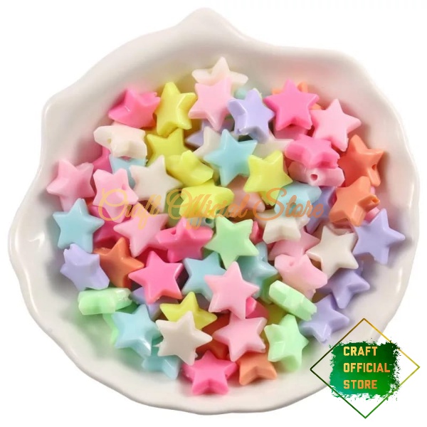 60 Pcs Manik Manik Mote Bintang Pastel Mute Bintang Pastel Bahan Craft &amp; DIY