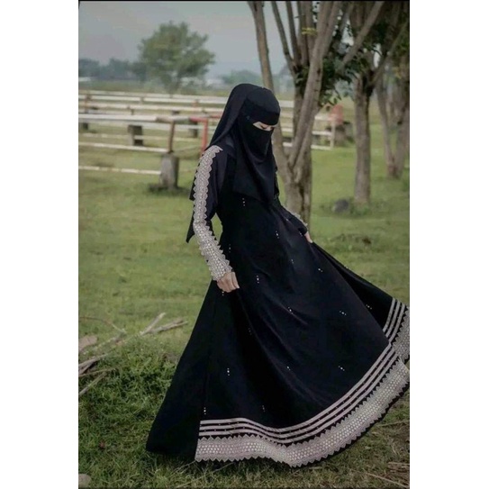 ABAYA SEMI SAUDI || ABAYA ARAB || ABAYA HITAM MEWAH