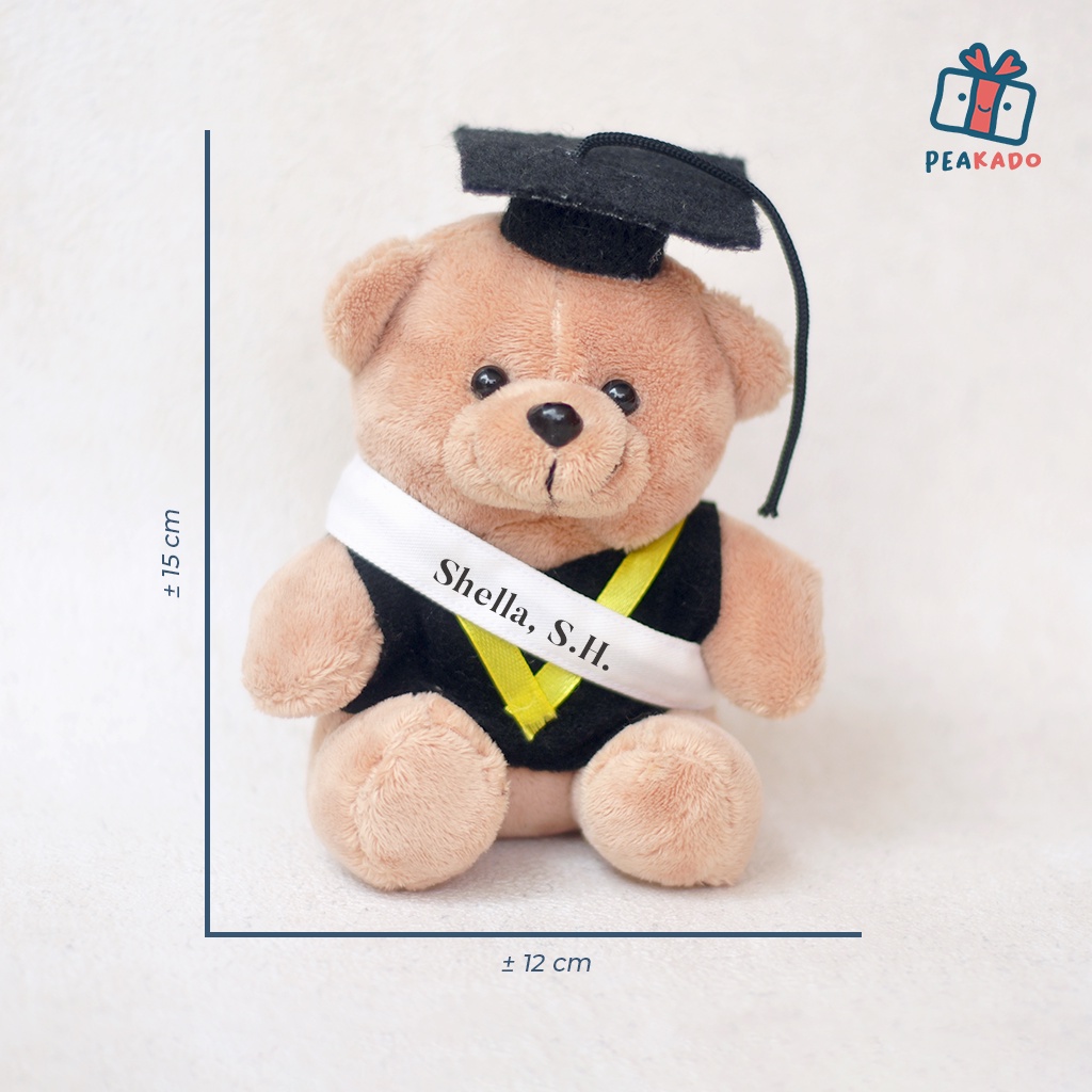 Boneka Wisuda Mini Kecil Custom Slempang Nama Teddy Bear Graduation Baju Toga Souvenir Hampers Hadiah Beruang