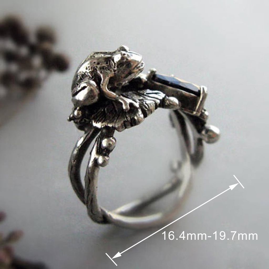 Hu Hu Hu Hu Hu Alat Bantu Pasang Kacamata♡ Cincin Tembaga Wanita Desain Katak Lotus Hollow Hias Berlian Imitasi Gaya Punk Untuk Hadiah