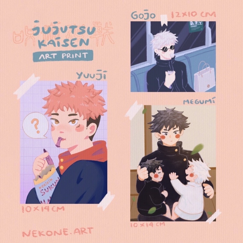 jujutsu kaisen art print - by nekone.art