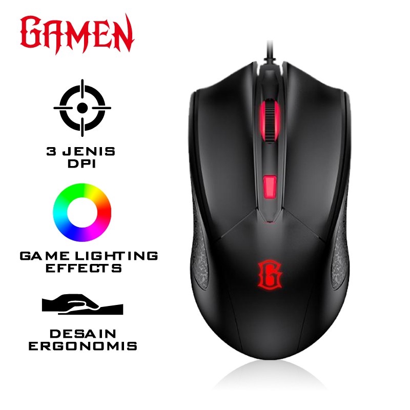 GAMEN GM100 2000 DPI Macro Ultralight Gaming Mouse 58 gram Black-Garan