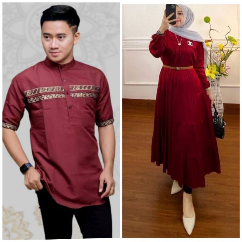 COUPLE MIDI DRESS KOKO FF ,MARSYA MIDI DRESS GAMIS SUSUN