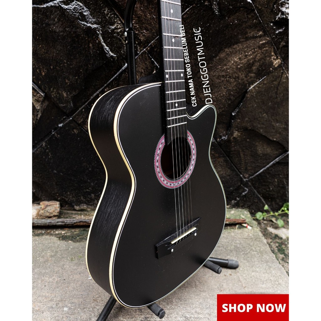 Gitar Akustik Mandalika S-01BK Black Paket Komplit Murah