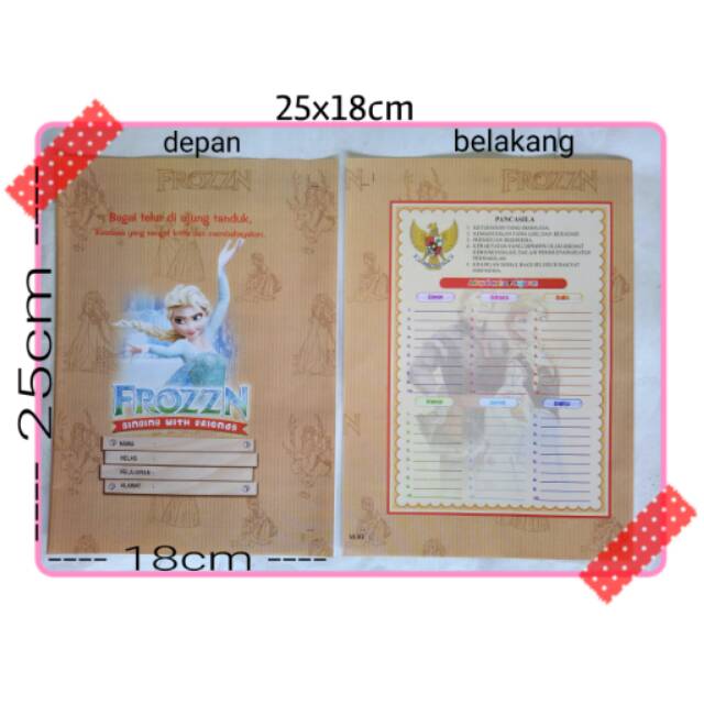 Sampul coklat buku tulis mata pelajaran sekolah karakter frozen