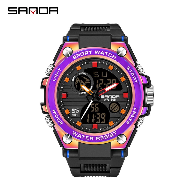 SANDA 739 Jam Tangan Pria Digital Analog Tali Rubber Fantasy Anti Air WATCHKITE WKOS