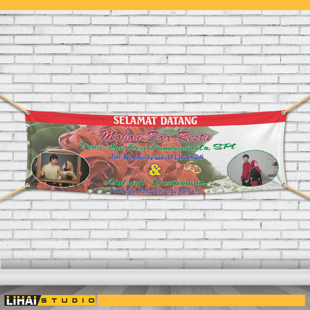 Backdrop Background Banner Spanduk Wedding Pernikahan 3x1 Meter