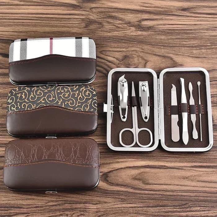 Manicure Pedicure Set COKLAT BATIK / KOTAK Pemotong kuku 7 in 1 - LPM Shop