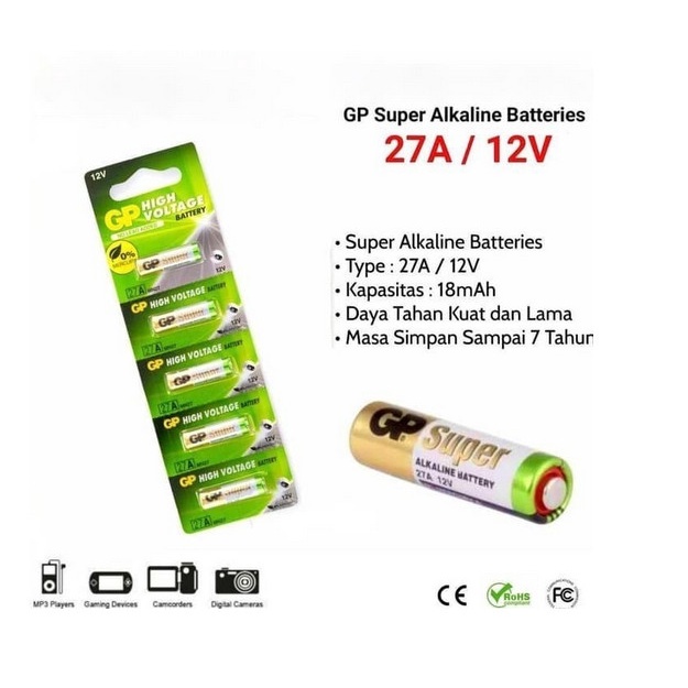 Baterai GP Ultra Super Alkaline GP 27A GP27 GP27A 27 MN27 12V Original