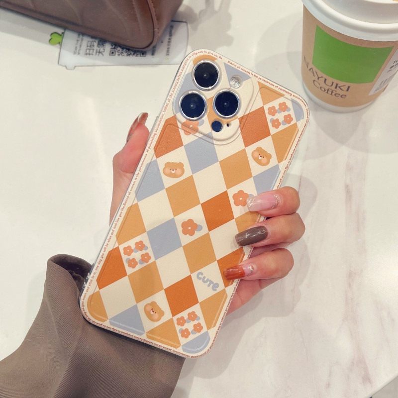 INS Simple Casing Samsung A03 A03S A02S A12 M12 A22 4G A10 A20 A30 A50 A10S A20S A51 J7 Pro A30S A50S Cute Geometric Rhombus Grid Hipster Soft Silicone Phone Case R&amp;J