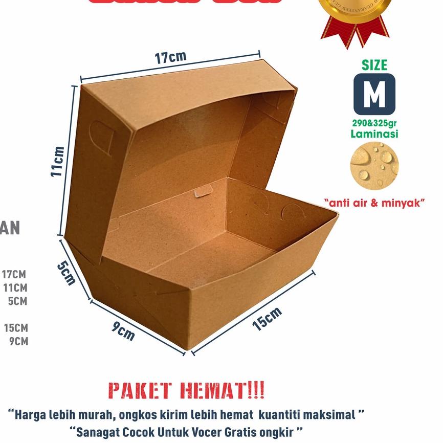 ♨ Paper Lunch Box Size M Paket Hemat 45pcs Craft Laminasi Kotak Nasi Goreng Ayam Geprek Dimsum Kebul