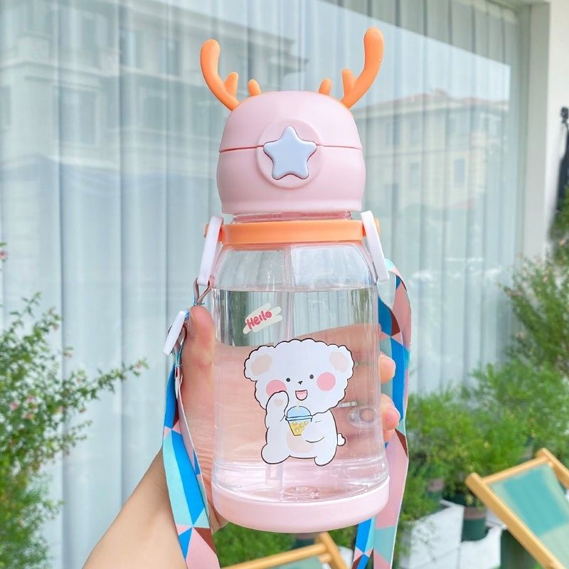 Botol Minum Tali Sedotan Tanduk Rusa / Botol Minum Anak 600 ml