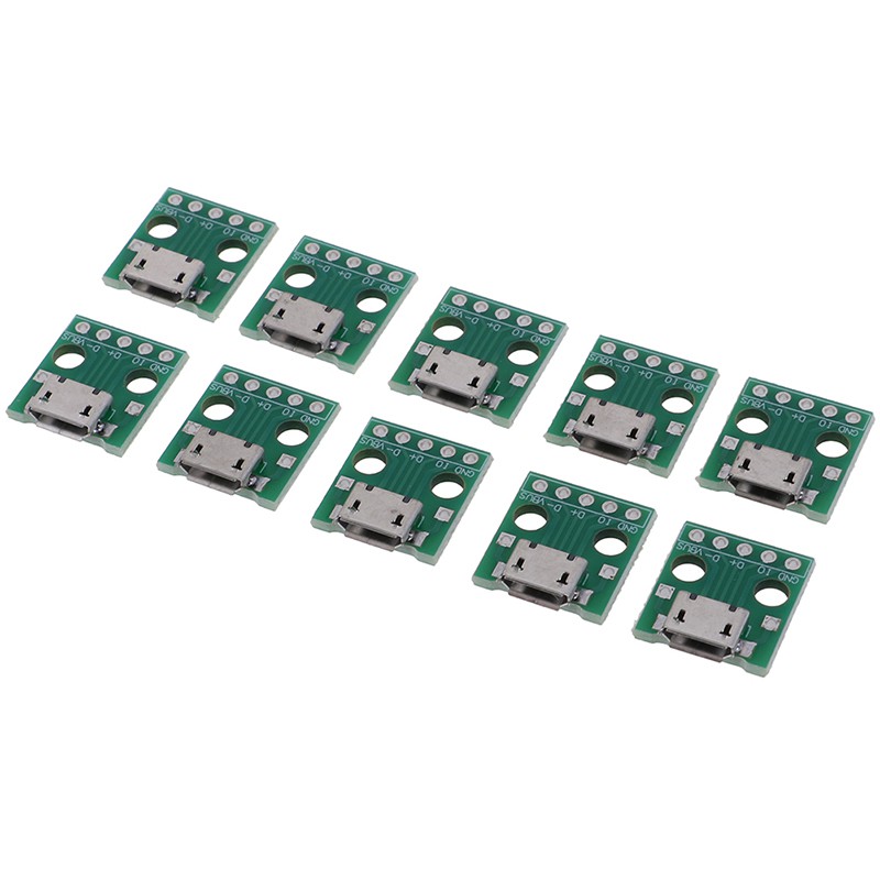 (Ele) 10pcs Papan Pcb Konektor Konverter Micro Usb Ke Dip 5pin Female Warna Putih