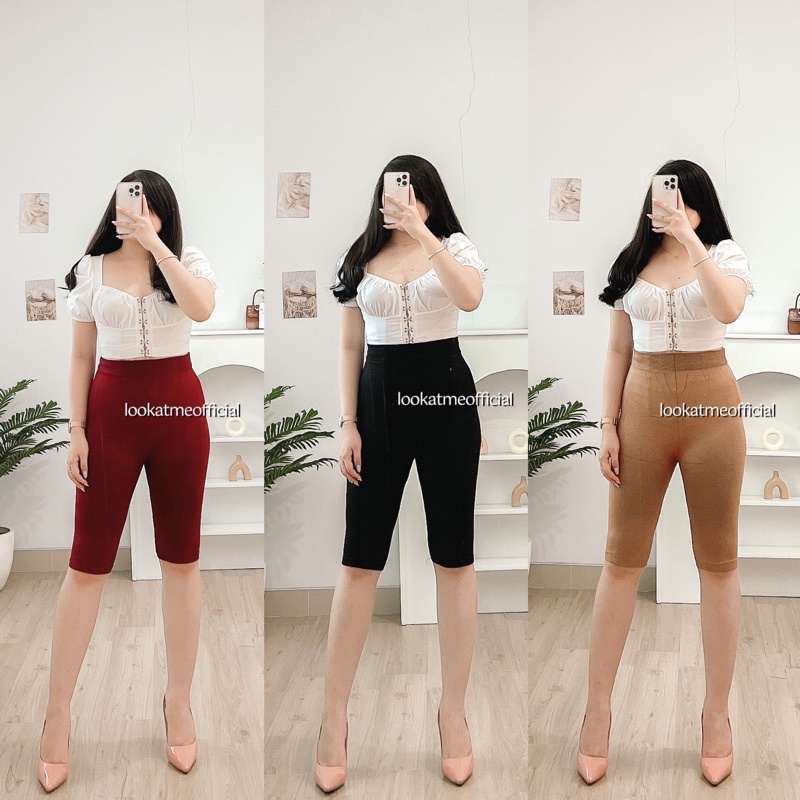 Lookatmeofficial • Celana Legging Selutut 2per4 Import / Celana Pendek Biker Short