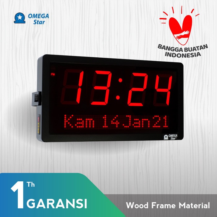 Jual Jam Digital Dinding Kayu Clock and Date Wooden Digital Clock