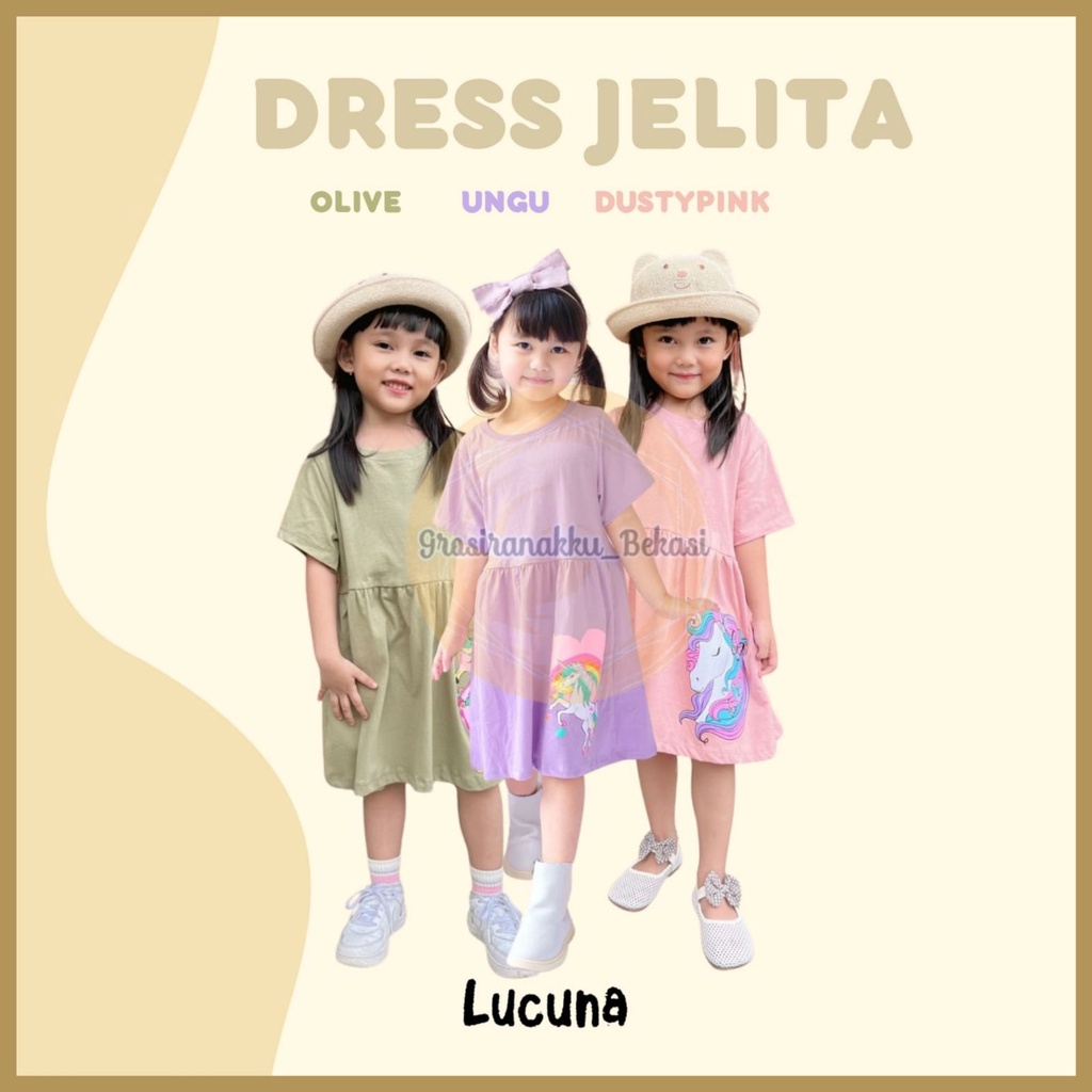 Dress Anak Jelita Lucuna Mix Warna 1,2,3,4,5 Tahun