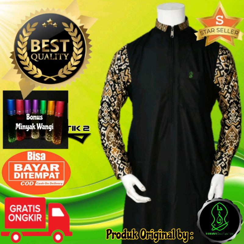 Gamis HAWI EXCLUSIVE motif Batik 2 / Gamis Batik 2 / Jubah Hawi / Jubah Pria /Gamis laki-laki/Atqiya