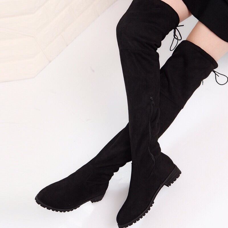 over knee suede boots flat