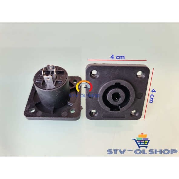 Soket spikon segi Hitam besar / socket Speacon segi