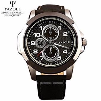 Yazole BARCELONA YZ350 Original Jam Tangan Pria Analog Premium Tali Strap Kulit Men Watch