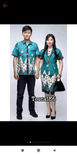 Couple Batik 186 Sarimbit Wanita Setelan Rok + Blouse Seragam Keluarga Katun (harga Terpisah)